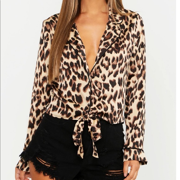 Leopard print wrap top size small/ sold out on boohoo website - Picture 1 of 6